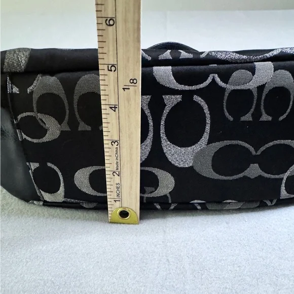Coach Women's Metallic Silver Black SoHo Signature Shoulder Bag Tote F19664 Y2K - Picture 7 of 16